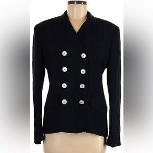 Elegant Navy Double-Breasted Women's Jacket